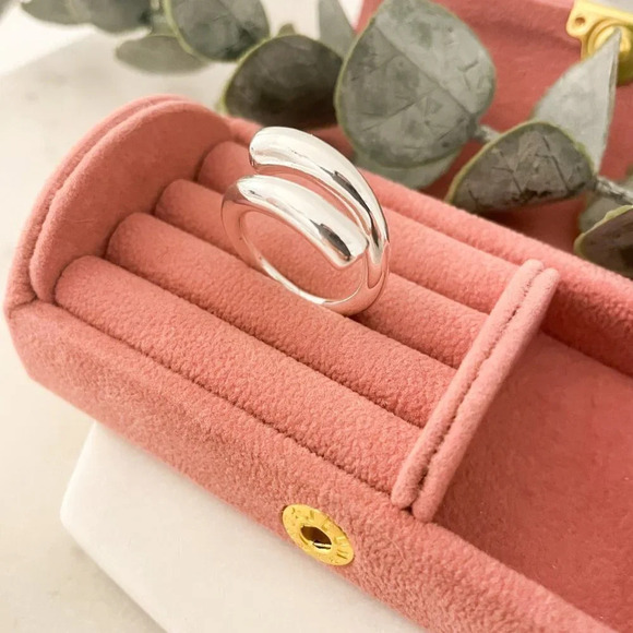 925 Sterling Silver Double Bar Ring Minimalist Chunky Bar Ring Wrap Ring - Picture 5 of 10